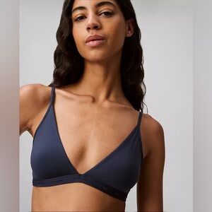 Calvin Klein Navy Triangle Bralette with Slim Straps